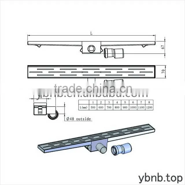 new polished 45mm 304 stainless steel bathroom floor linear shower drain