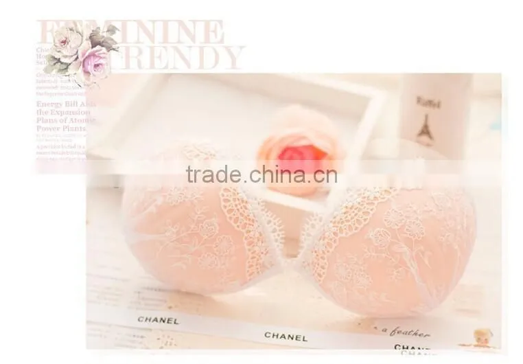 Female orange cute lace adhesive bra