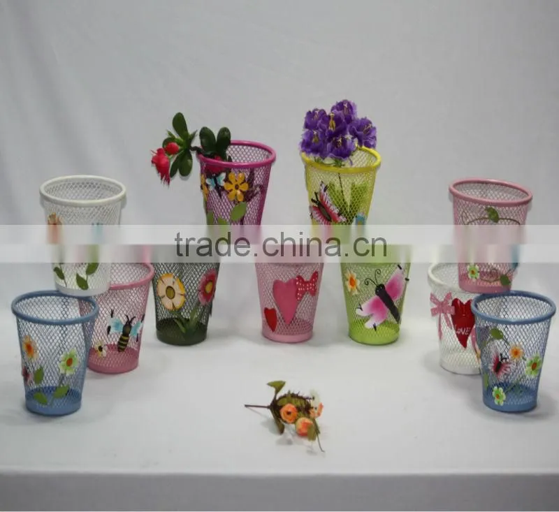 2014 popular Polka Dots Metal Flower Pot