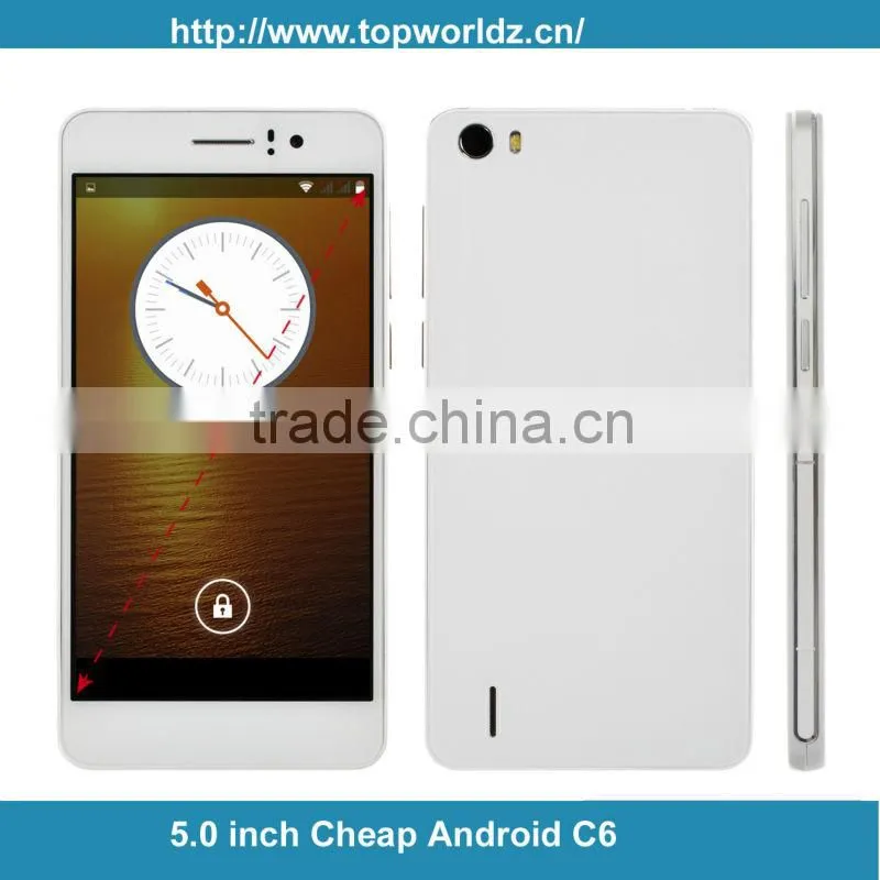 5.0 inch with MTK6582 Quad core 4GB Android 4.4 mobile phone C6 smart phone