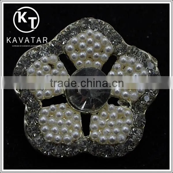 Good quality NK001 metal flower lead free metal shank rhinestone buttons