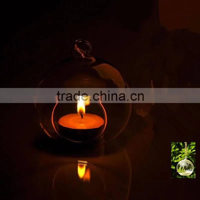 wholesale hanging ball shape crystal glass candle holder for decoration