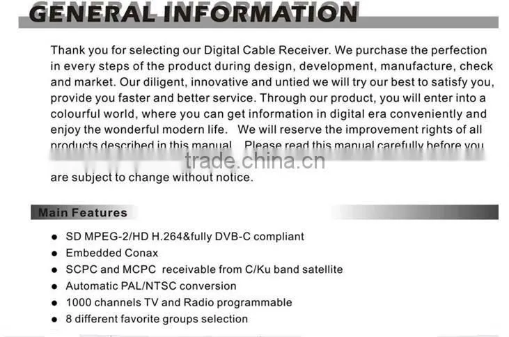 best FYHD HD C-800 E With EPG Chinese 800c cable FYHD800 TV Receiver for Singapore FYHD800C
