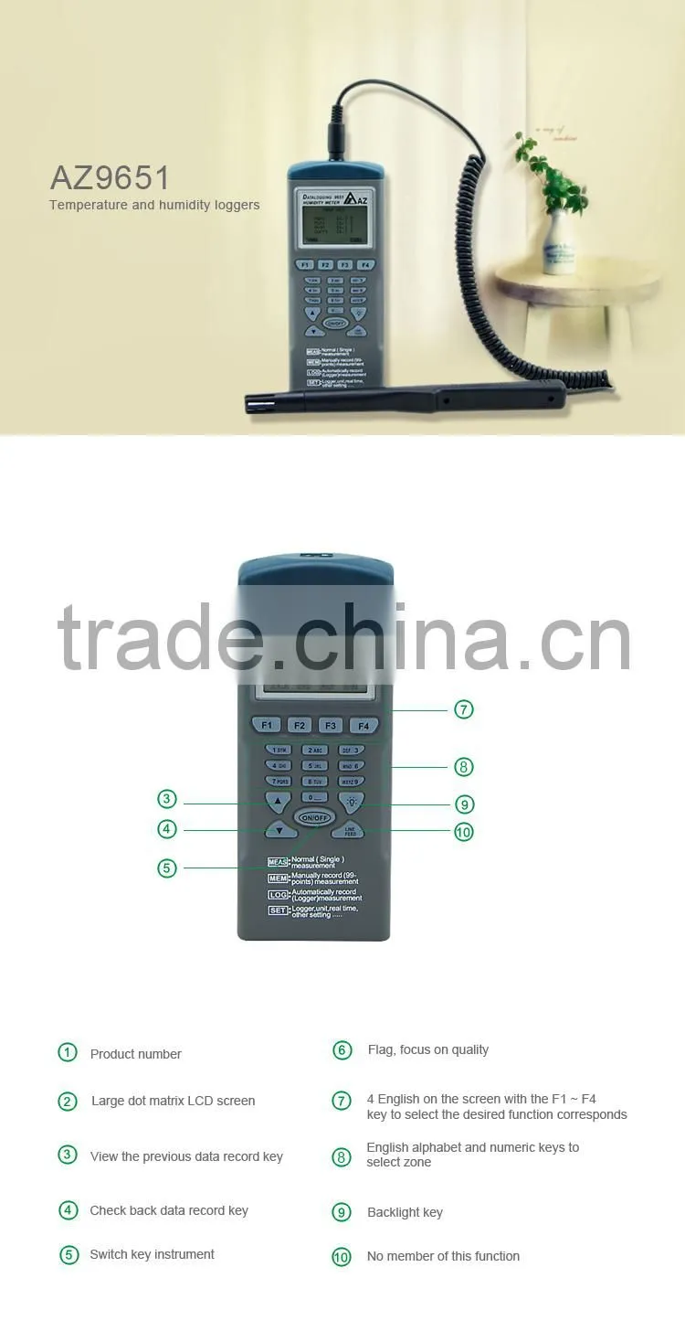 Portable Handheld Temperature Data Recorder Humidity Logger AZ9651