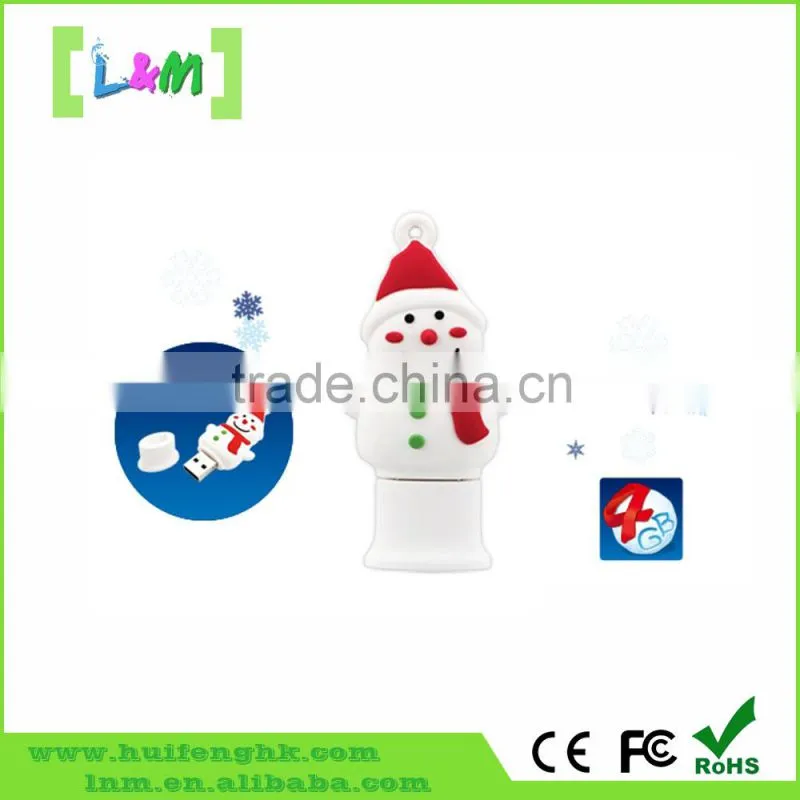 funny snow man for Christmas gifts small and cute usb flash drives with pvc material selling at bolltom price