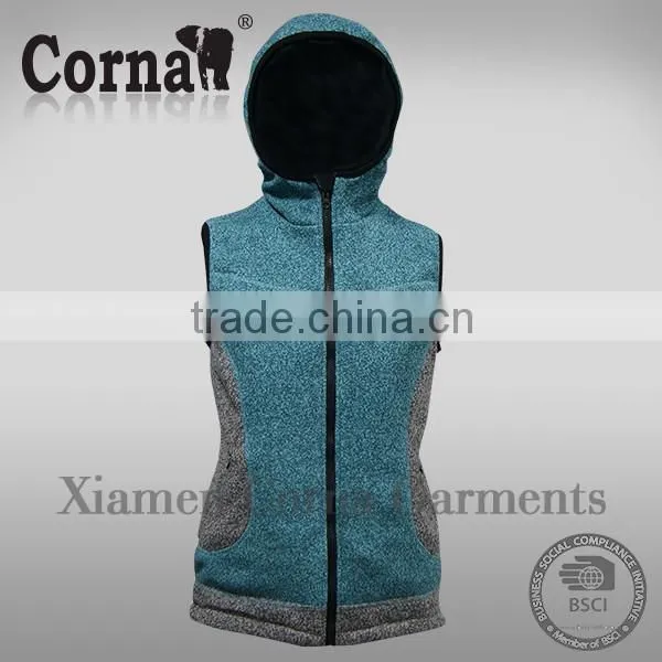 High quality vest fashion men's fleece hooded sleeveless jacket