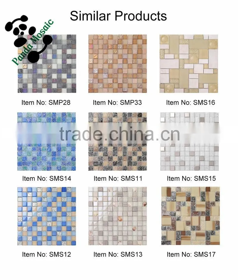 MB SMS14 Decorative Wall Tile Price Ice Crackle Glass Mosaic Tile Green Blue Glass Mosaic Bathroom
