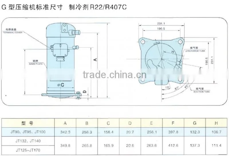 Scroll Daikin Compressor G Type JT125GA-Y1