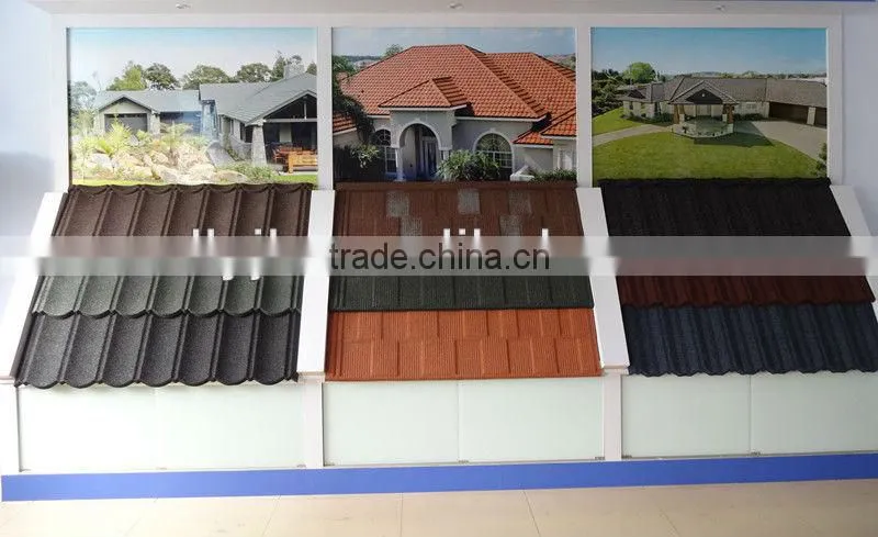 COLORFUL STONE COATED METAL ROOFING SHEET (green back aluminum zinc 1340MM*420MM) MANUFACTURER