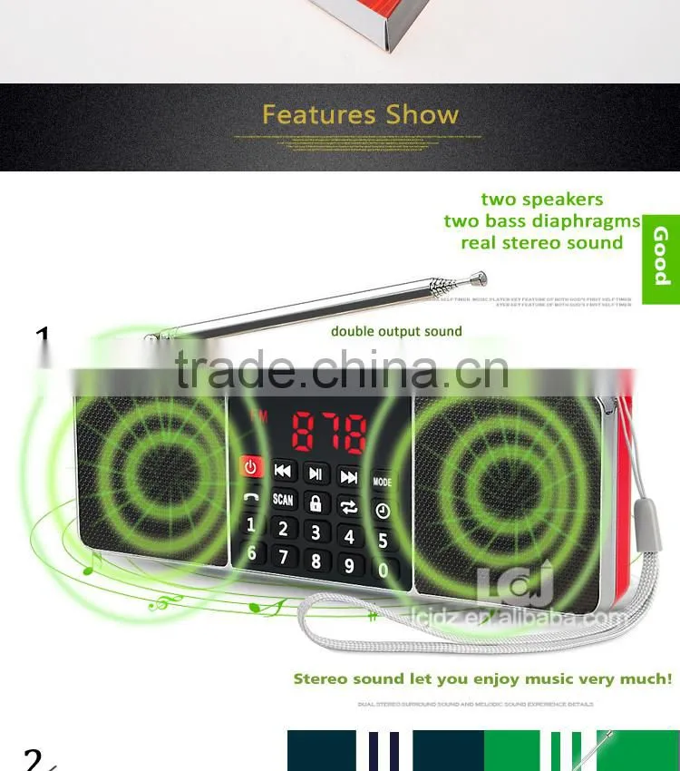 L-288AMBT super bass bluetooth speaker with am fm radio