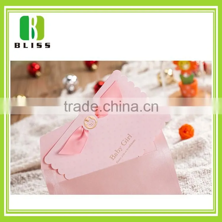 Hot-Selling High Quality Low Price Custom folding lovely 3d ribbon music birthday greeting card