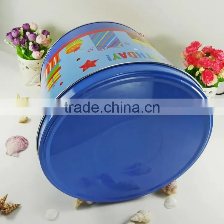 Wholesale food safe round shape metal packing popcorn use tin box
