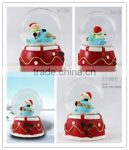 Christmas theme resin penguin lighted snow globes