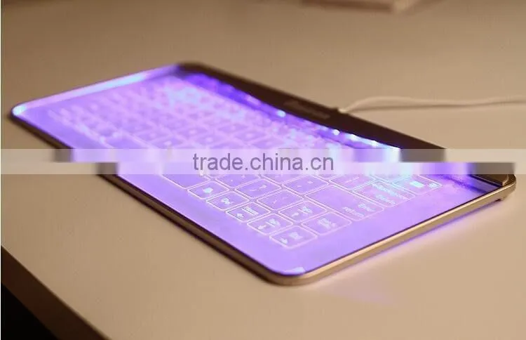 New Transparent Super Thin Glass Touch LED Backlit Universal Wired Keyboard For Windows/IOS/Android/OSX With Gesture Function