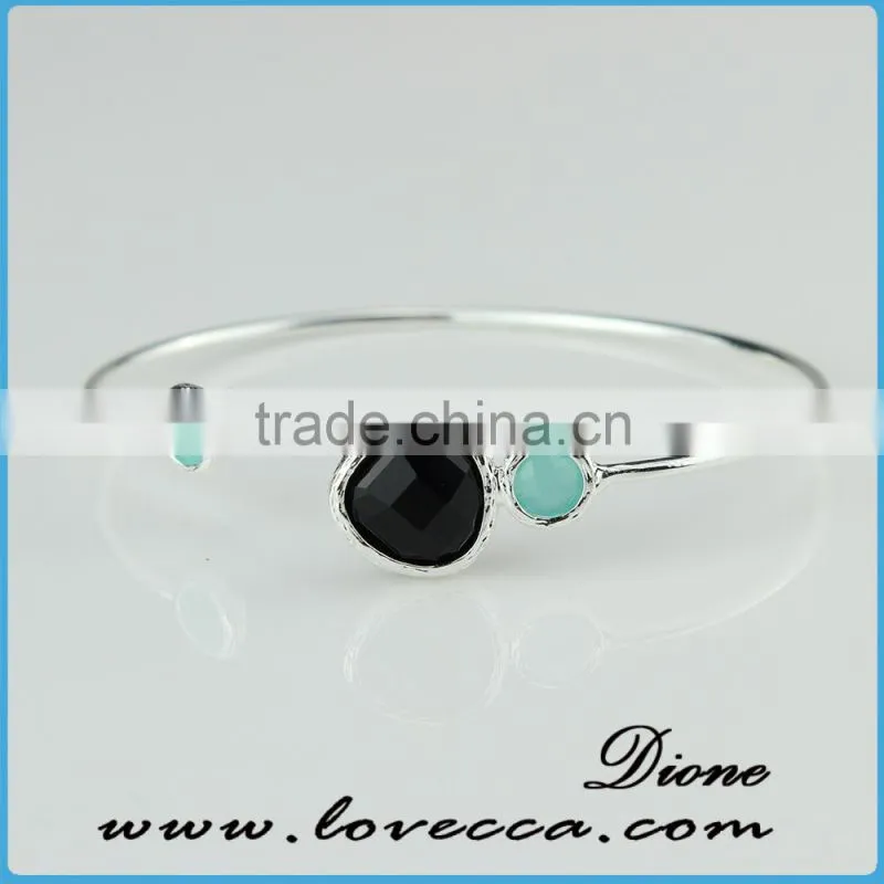 Women Expandable brass Bangle Adjustable birth stone bracelet