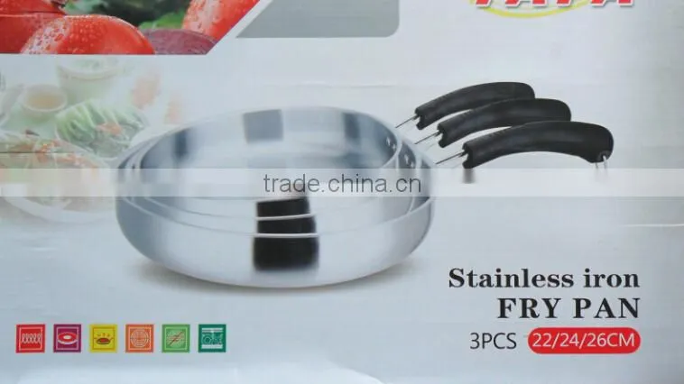 3 pcs stainless steel fry pan/frying pan set