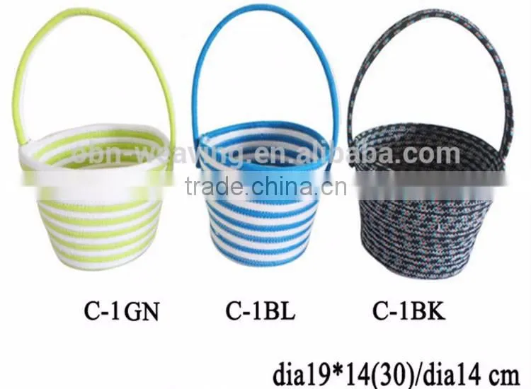 Personalized cotton cord coiled stylish empty easter egg storage basket with handle