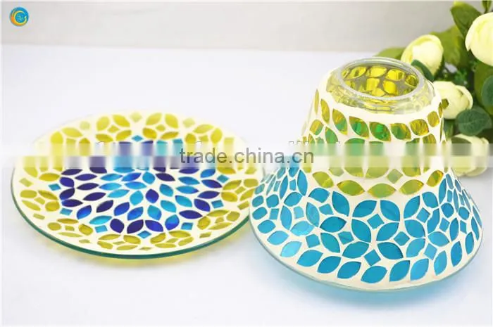 Color Mosaic Candle Holder with Iron Art