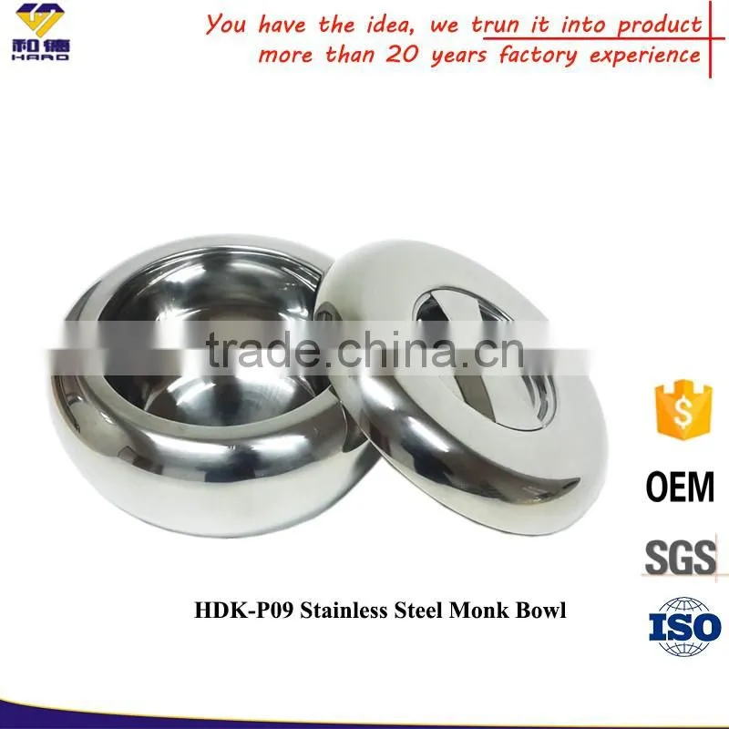 Food grade 18-8 Stainless Steel Monks Bowl with lid