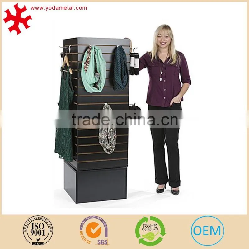 revolving wooden slatwall display with spinner rotating