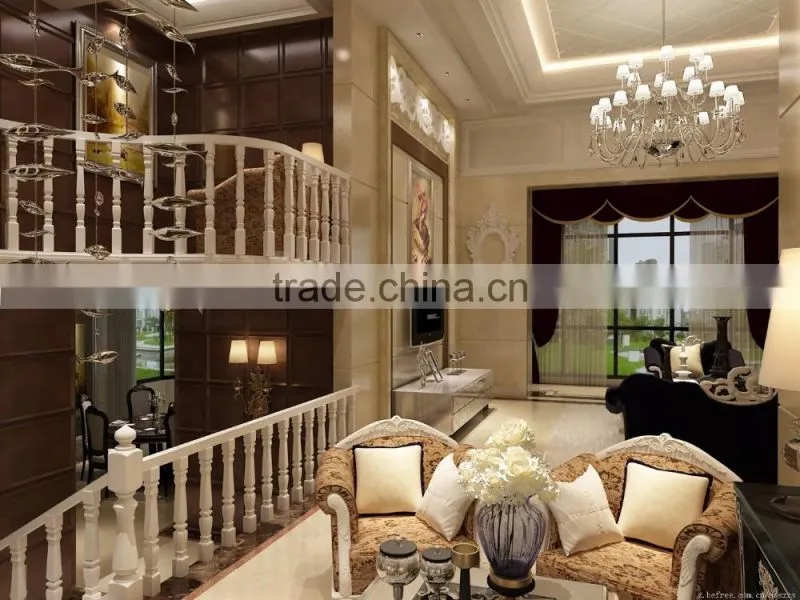 Luxury European Residential House Solid Wood Stairway Design for Classic Villa BF11-10313d