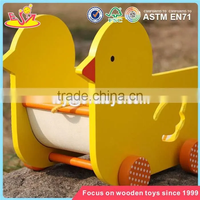 wholesale lovely duck baby wooden pull car toy new design wooden pull car toy for toddlers W05B158