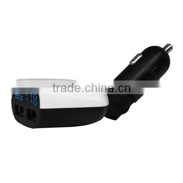 3.4A Dual USB Ports LED Display Swing Head Design Car Charger