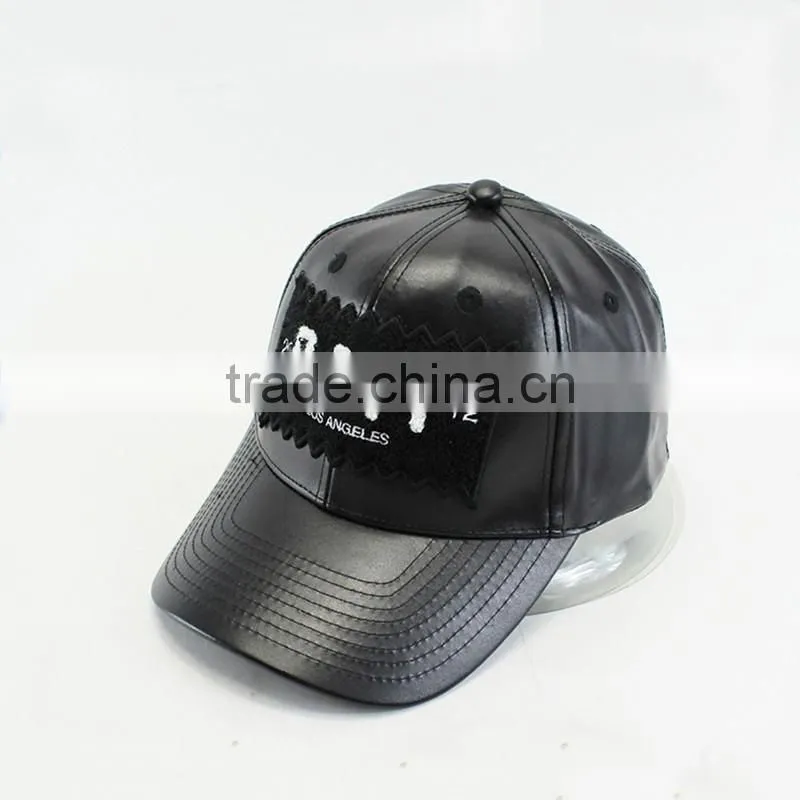 Fashion Embroidery Patch PU Leather Fbric Baseball Caps And Hats