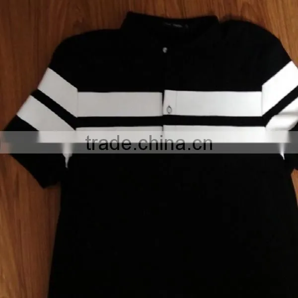 High quality polo brand black combination white stripe polo orginal price for famou brand polo shirt