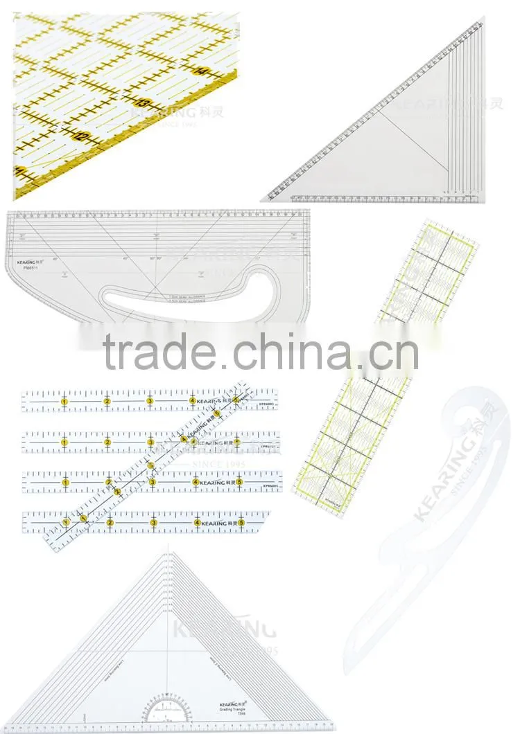 2mm thickness acrylic transparent quilting ruler 6.5*6.5 inch for tailoring #KPR5150