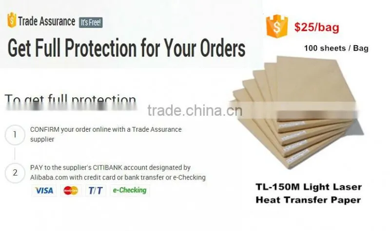A4 Cotton t shirt transfer paper for laser printer