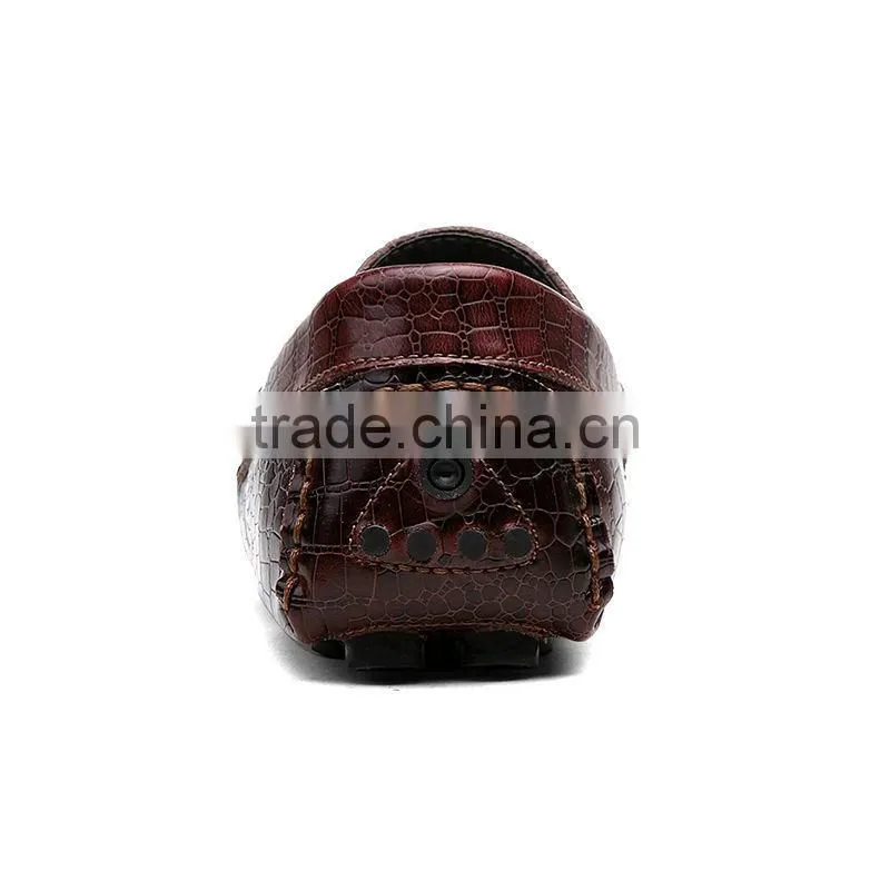 high quality crocodile top layer leather peas shoes casual fashion for male, men leather casual shoes sample for adults