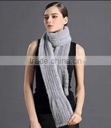 New design lady knit rabbit fur scarf wholesale