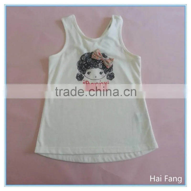 Children Girls OEM Cute Vest, Girls Fashion Summer Hot Vests Tops, Knitted Fabric Underwear Set