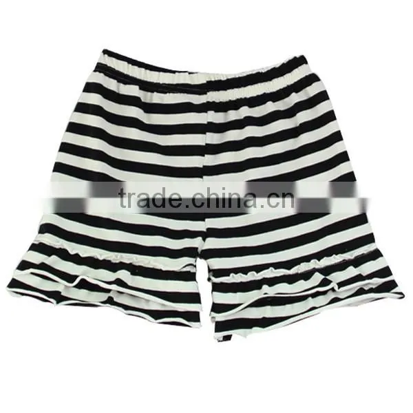 wholesale baby ruffle shorts white and black stripe girl shorts ruffle icing shorts