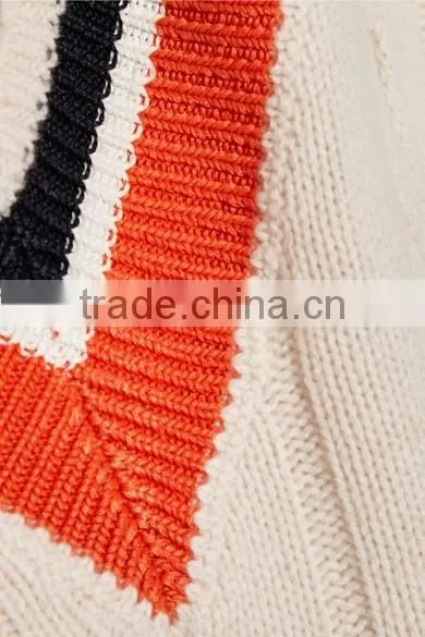 2017 V neck plain sweater woolen sweater design for ladies