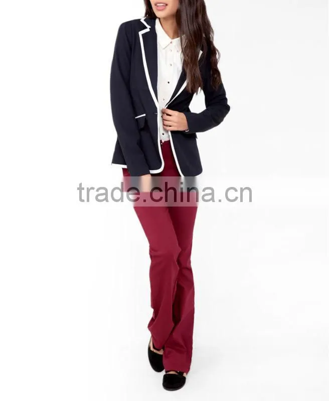 Contrast Single Button Blazer