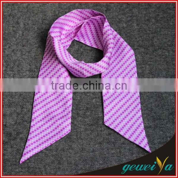 Pink Dot Printed Silk Air Hostess Scarf