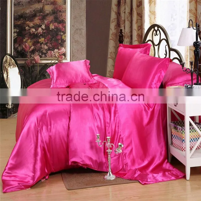 Ivory Color Silk Bedding Sets Twin Full Queen King Size Soft Bedcover Solid Color Duvet Cover Set
