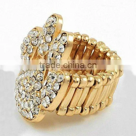 Western Popular Cheap Rhinestone Stretch Finger Ring Made In China