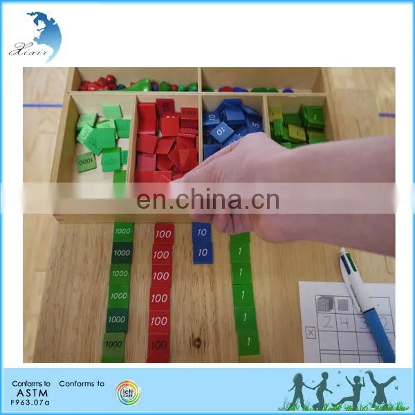 Preschool Wooden Educational Montessori Material EN71 Mathematic Toy Subtraction Snake Game in 4 Boxes