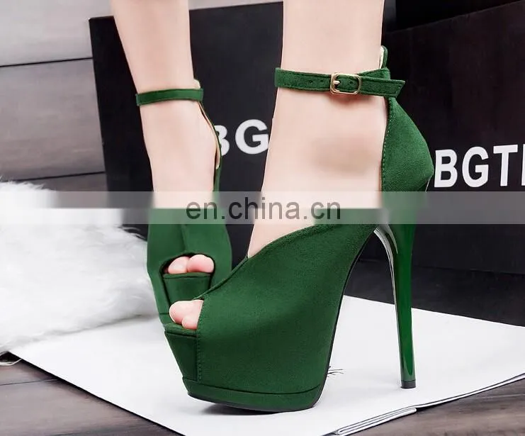 Latest Europe Fish Mouth Waterproof Color Matching High Heel Shoes