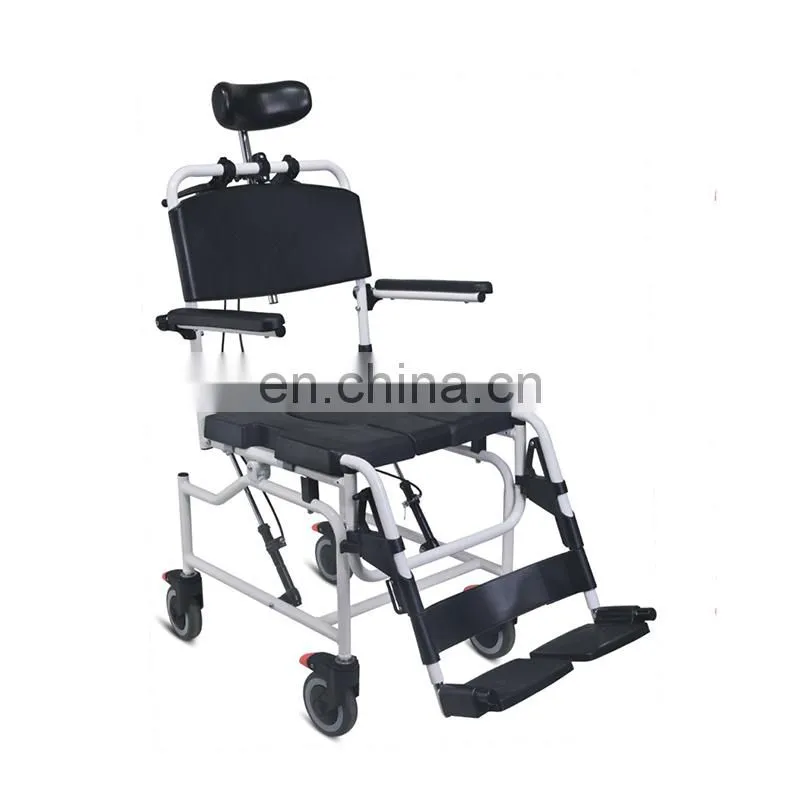 Aluminum shower wheelchair toilet commode chair with wheels for elderly