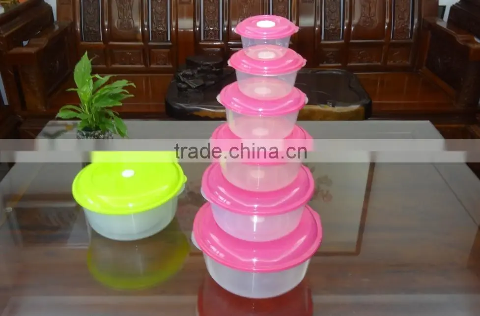 Popular 6 pcs set round plastic food storage container