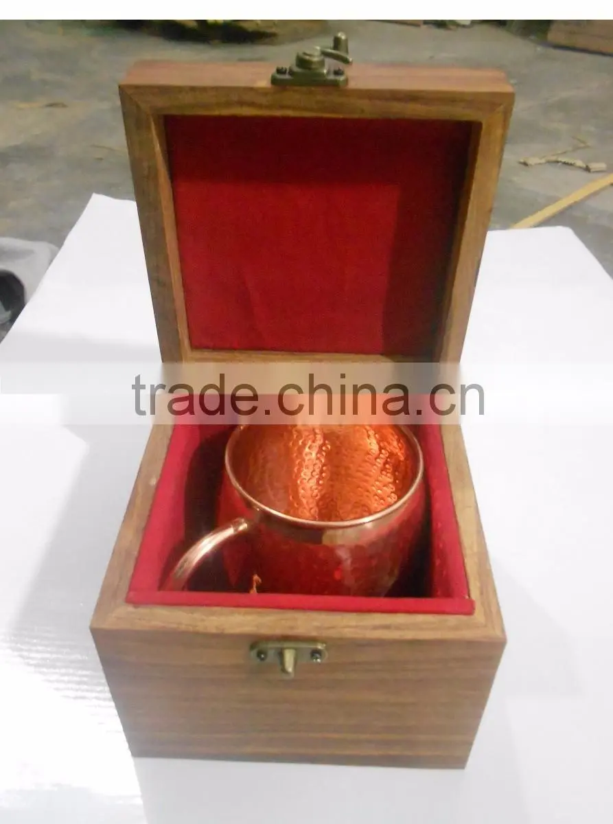 Copper Moscow Mule Mug Set Of Two With Wooden Box, Copper Mug With Custom Packing Service