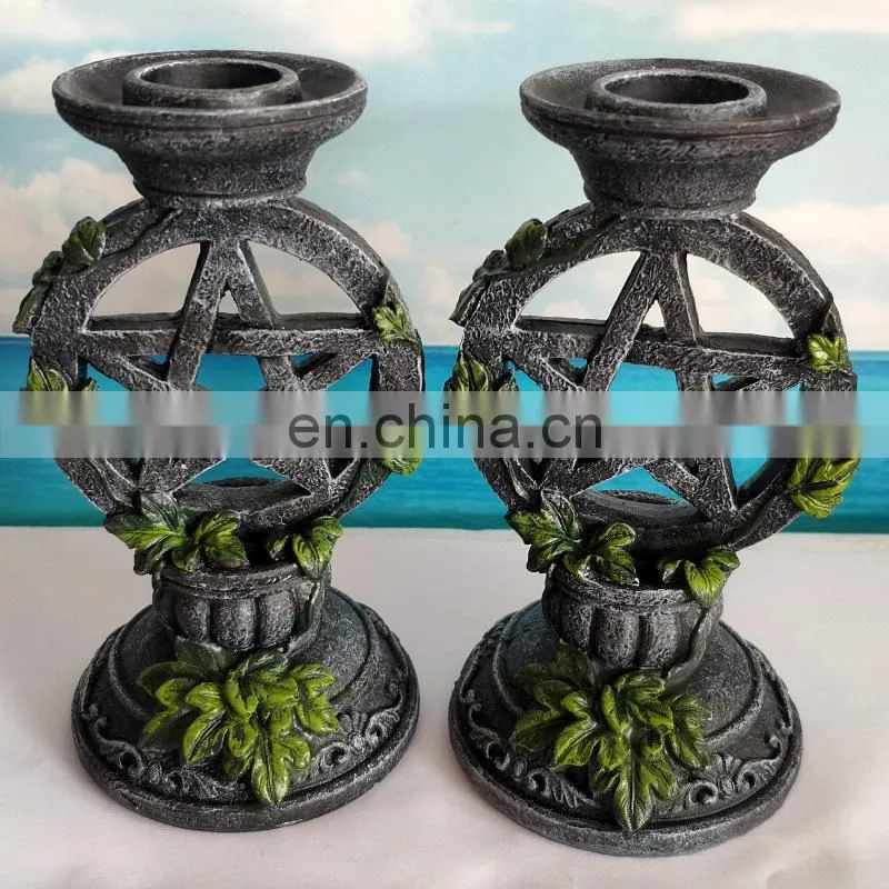 Wiccan Pentacle Candlesticks Candleholders Tarot Magic Statues Resin Mold Gifts Crafts Indoor Home Decoration