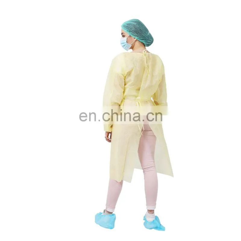 Industry Use Dustproof Laboratory Impervious Disposable Yellow Isolation Cover Gown