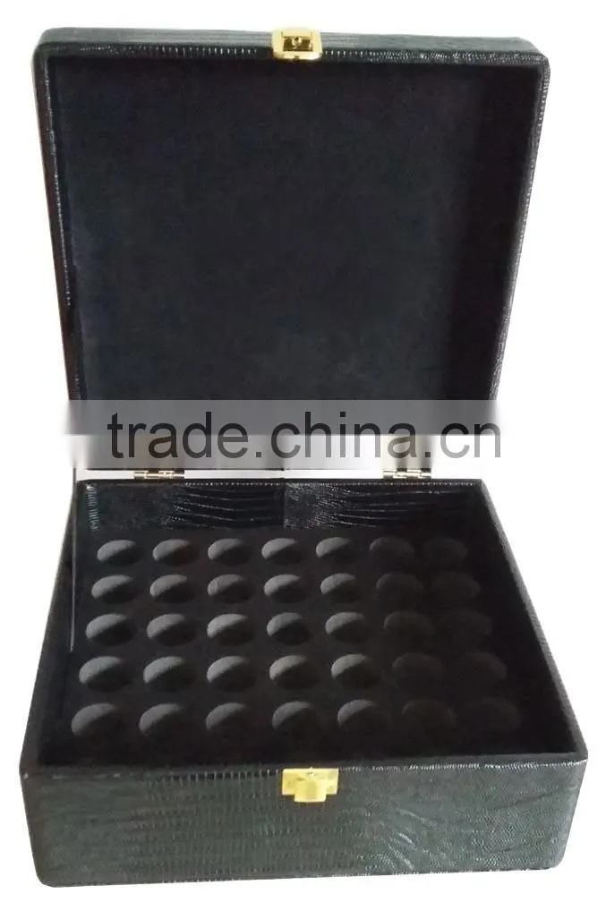 42bottles hard shell black leather essential oil carrying case, locked black leather essential oil hard carry case holds 15ml