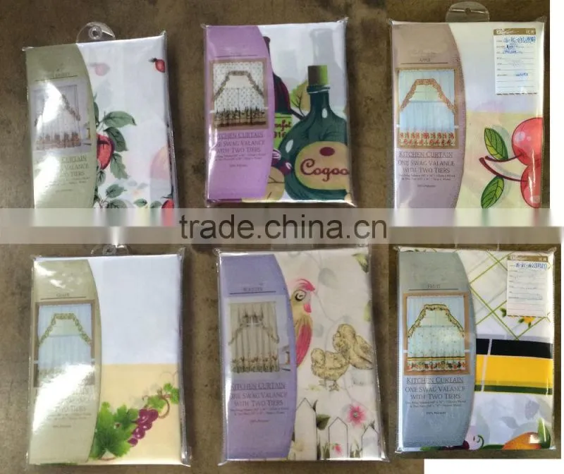 HOT SELLING FASHION STYLE CHEAP PRICE FACTROY MICROFIBER PRINTING KITCHEN CURTAIN SET