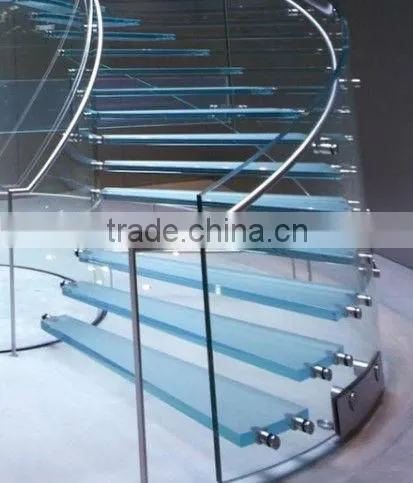 Glass stairs, indoor glass stair railings
